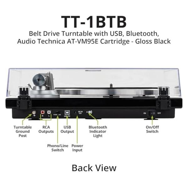 Vinyl Record Player Bluetooth Vintage 3-Speed Portable Turntables with Built-in Speakers, Belt-Driven LP Player Support USB Recording AUX-in RCA Line Out