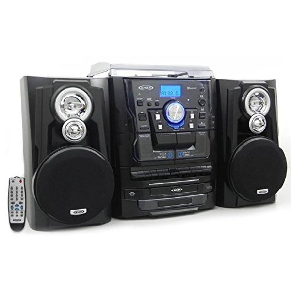 Jensen All-in-One Hi-Fi Stereo CD Player Turntable & Digital AM/FM Radio Tuner Tape Cassette Player Mega Bass Reflex Stereo Sound System