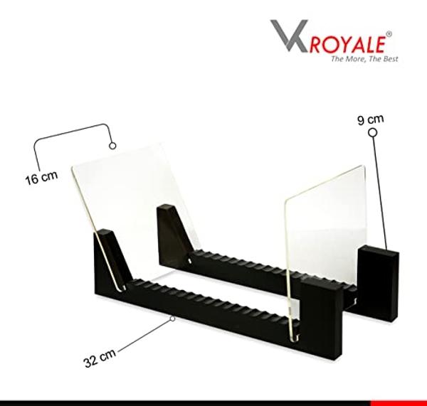 Vk Royal Vinyl Records Storage Holder Display Stand – 12” inch Holds Up to 50 Turntable LP's Records Albums – Wood Stand, Rubber Grip pad and Clear Acrylic Ends – Vinyl Record Stor