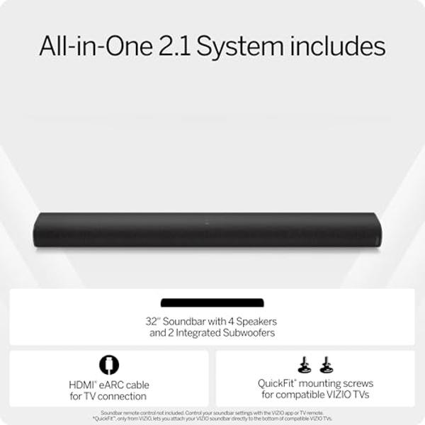 VIZIO All-in-One Soundbar SE w/Dolby Atmos & DTS:X, Bluetooth Speaker, QuickFit™ Compatible – SV210Y-08 (New, 2024 Model)