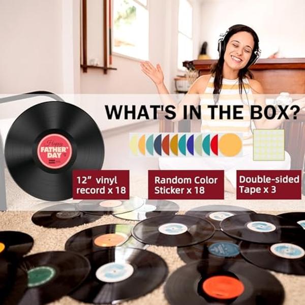 Leptetek 18 PCS Real Vinyl Records Lot for Crafts & Decoration - 12" Vinyl Records with 70s 80s 90s Rock & Roll Music Theme