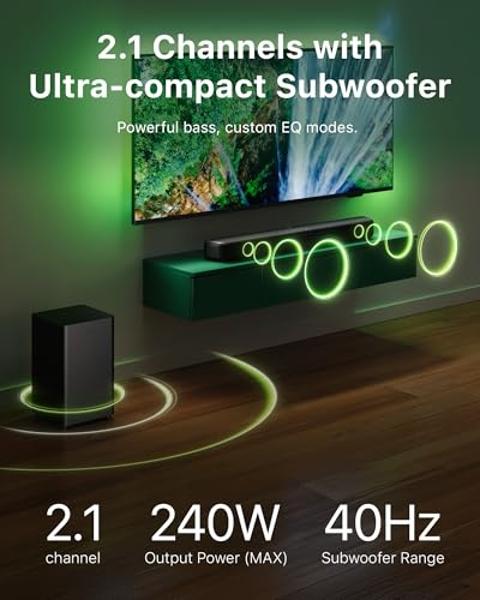PHILIPS B5309 Soundbar 2.1 with Wireless Subwoofer and Immersive DTS Virtual:X Audio Technology - 240W Max Power, Deep Bass, Bluetooth 5.4, Four EQ Modes, HDMI ARC and USB connecti