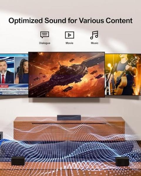 ULTIMEA 5.1 Sound Bar for Smart TV, Virtual Surround Sound System for TV, 320W Peak Power, Adjustable Surround Speakers and Subwoofer, APP Control, Home Theater Soundbar Poseidon D
