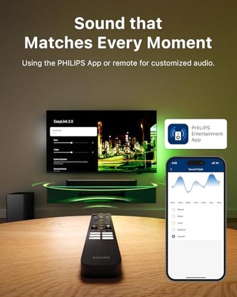 PHILIPS B5309 Soundbar 2.1 with Wireless Subwoofer and Immersive DTS Virtual:X Audio Technology - 240W Max Power, Deep Bass, Bluetooth 5.4, Four EQ Modes, HDMI ARC and USB connecti
