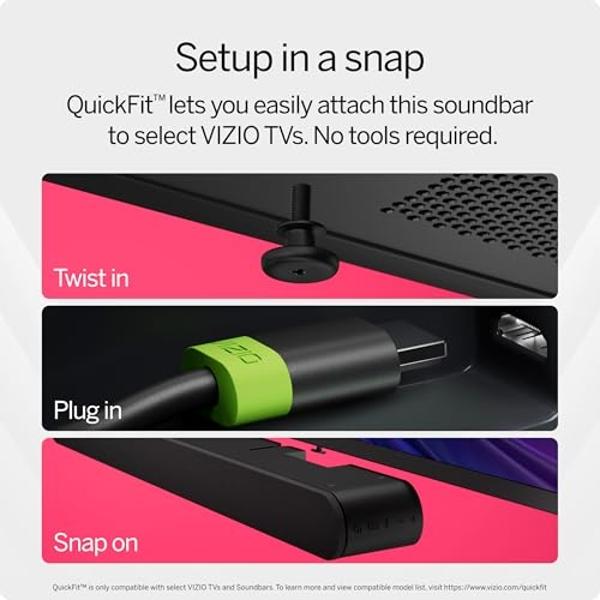 VIZIO All-in-One Soundbar SE w/Dolby Atmos & DTS:X, Bluetooth Speaker, QuickFit™ Compatible – SV210Y-08 (New, 2024 Model)
