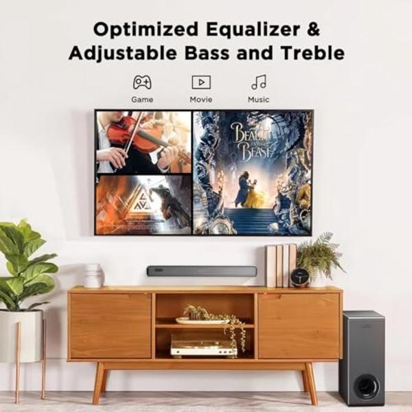 Hiwill 2.1ch Sound Bars for Smart TV, 180W Soundbar with 5.25" Subwoofer, Deep Bass Boost TV Speakers Sound Bar, PC Soundbar with ARC/Bluetooth 5.3/Optical/AUX/USB, Home Theater So