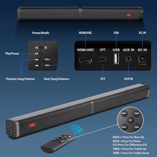PHILIPS B5309 Soundbar 2.1 with Wireless Subwoofer and Immersive DTS Virtual:X Audio Technology - 240W Max Power, Deep Bass, Bluetooth 5.4, Four EQ Modes, HDMI ARC and USB connecti