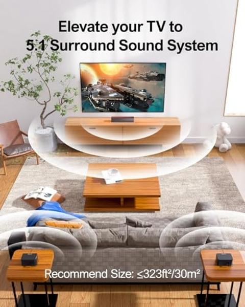 ULTIMEA 5.1 Sound Bar for Smart TV, Virtual Surround Sound System for TV, 320W Peak Power, Adjustable Surround Speakers and Subwoofer, APP Control, Home Theater Soundbar Poseidon D