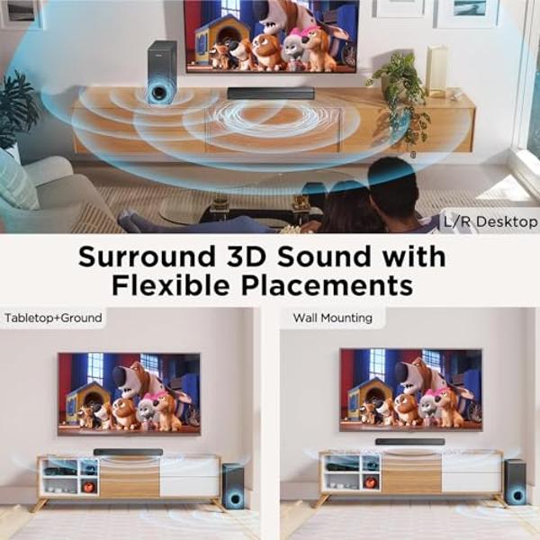 Hiwill 2.1ch Sound Bars for Smart TV, 180W Soundbar with 5.25" Subwoofer, Deep Bass Boost TV Speakers Sound Bar, PC Soundbar with ARC/Bluetooth 5.3/Optical/AUX/USB, Home Theater So