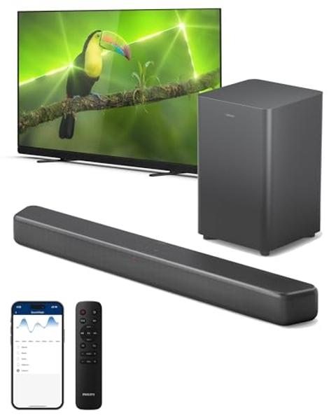 PHILIPS B5309 Soundbar 2.1 with Wireless Subwoofer and Immersive DTS Virtual:X Audio Technology - 240W Max Power, Deep Bass, Bluetooth 5.4, Four EQ Modes, HDMI ARC and USB connecti