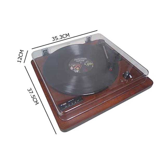 Vinyl Record Player, 3 Speed Bluetooth Turntable with Built-in Speakers, FM Radio, Vinyl-to-MP3 Recording, USB/SD Playback, Line Out, AUX-in, Earphone Jack, Replacement Needle