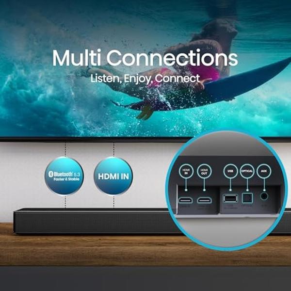 Hisense AX5125H 5.1.2Ch Sound Bar with Wireless Subwoofer, 500W, Dolby Atmos, Bluetooth 5.3, EzPlay, 4K HDMI Pass Through, Roku TV Ready, DTS:X, HDMI/AUX/ARC/Optical/USB, 7 EQ Mode