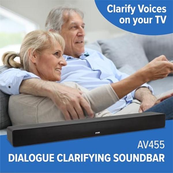 ZVOX AccuVoice AV455 Dialogue Clarifying Sound Bar with Hearing Aid Technology and HDMI-ARC Compatible Connectivity - Home Theater Audio TV Speakers Soundbar - Black