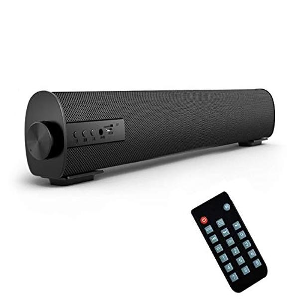 Portable Soundbar for TV/PC, Outdoor/Indoor Wired & Wireless Bluetooth 5.0 Speaker with Remote Control and Coax Cable, 2X5W Mini Home Theater Sound bar with Built-in Subwoofers for