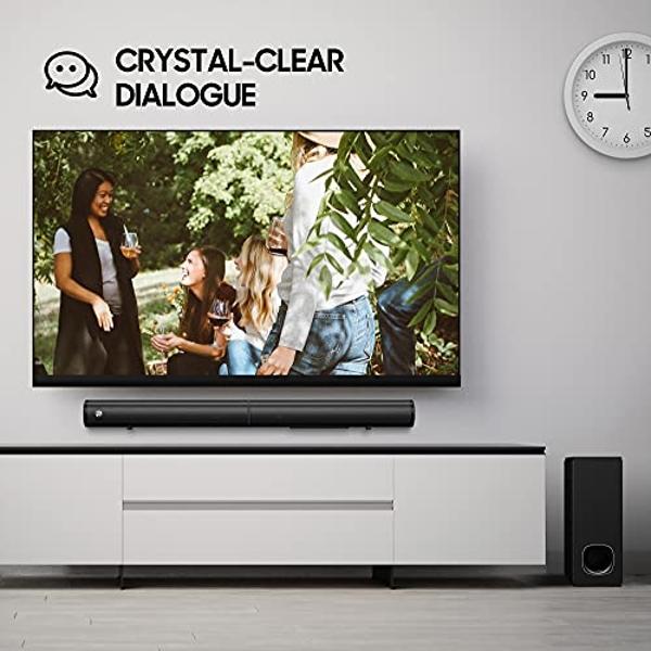 Sound Bar for TV, PHEANOO 2.1 CH Soundbar with Subwoofer, HDMI(ARC)/Bluetooth 5.0/Optical/AUX Connectivity – D5