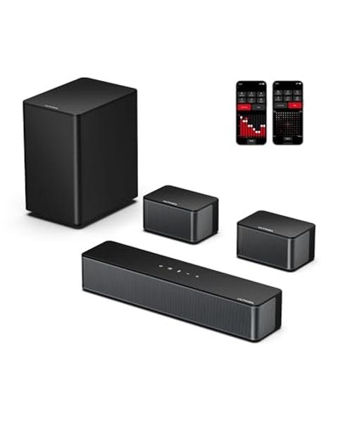 ULTIMEA 5.1 Sound Bar for Smart TV, Virtual Surround Sound System for TV, 320W Peak Power, Adjustable Surround Speakers and Subwoofer, APP Control, Home Theater Soundbar Poseidon D