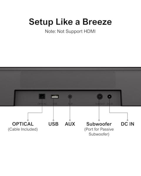 Sound Bars for TV, Bluetooth Soundbar for TV, 24 Inches Small TV Sound Bar, Surround Sound System TV Speakers Soundbar with ARC/Optical/USB/AUX Connection