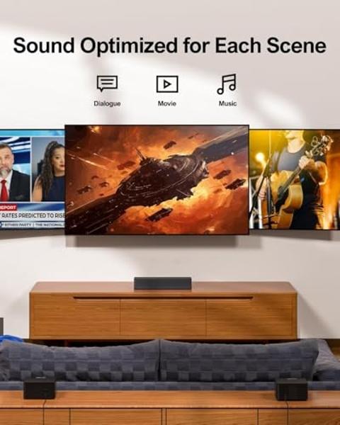 ULTIMEA 5.1 Sound Bar with Dolby Atmos, Wireless Subwoofer, 410W Peak Power Surround Sound System for TV, Sound Bar for Smart TV, Bass Boost and Surround Adjustable, Poseidon D60, 