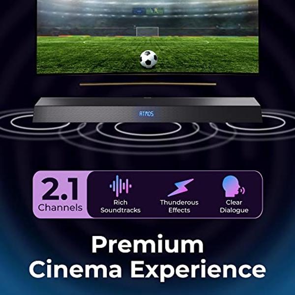 Philips Soundbar with Wireless Subwoofer, Dolby Atmos Sound bar for tv 2.1-Channel Bluetooth Surround Sound System for tv Home Theater Audio Speakers, DTS Play-Fi, Amazon Echo, Air