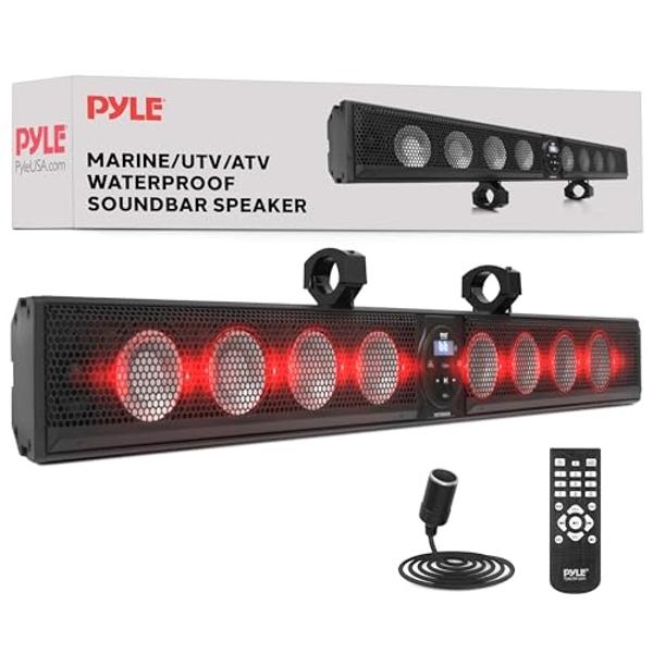 Pyle 46" Marine Sound Bar Speaker System for ATV/UTV with Bluetooth, 360W Peak Power Built-in Amplifier, 8x4 Woofers, 2x1 Treble, Remote Control, USB/AUX Input, Handlebar Mount, IP