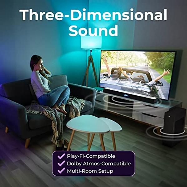 Philips Soundbar with Wireless Subwoofer, Dolby Atmos Sound bar for tv 2.1-Channel Bluetooth Surround Sound System for tv Home Theater Audio Speakers, DTS Play-Fi, Amazon Echo, Air