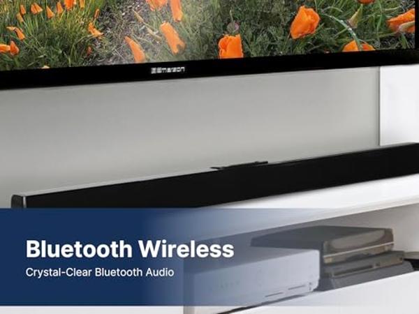 Hisense HS214 2.1ch Sound Bar with Built-in Subwoofer, 108W, All-in-one Compact Design with Wireless Bluetooth, Powered by Dolby Audio, Roku TV Ready, HDMI ARC/Optical/AUX/USB, 3 E