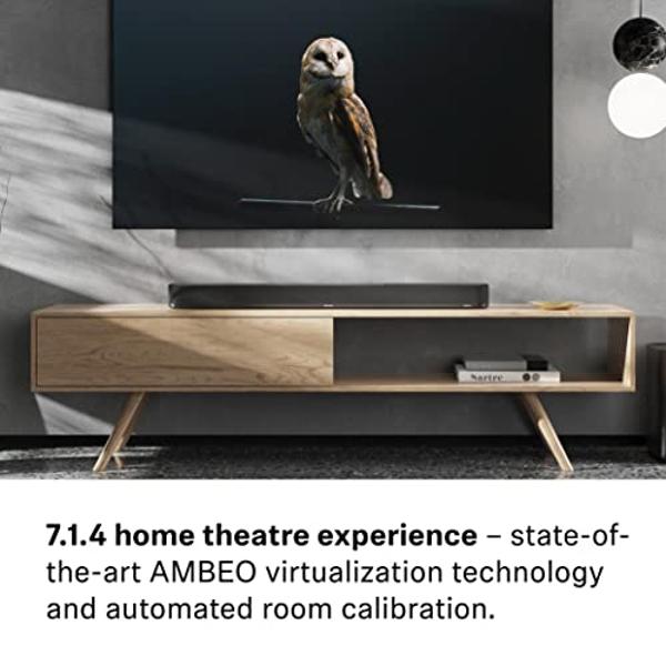 Sennheiser AMBEO Soundbar Plus for TV and Music with Immersive 3D Surround Sound, Virtual 7.1.4 Speaker Setup, Built-in Dual Subwoofers, Advanced Streaming Connectivity, Night Mode