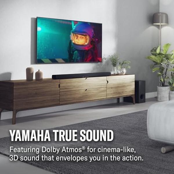 Yamaha True X Bar 50A Dolby Atmos Sound Bar with Wireless Subwoofer, Wi-Fi, Music Streaming, Optional Wireless Surrounds (Black)