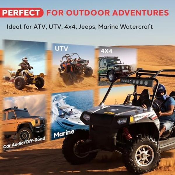 Pyle 46" Marine Sound Bar Speaker System for ATV/UTV with Bluetooth, 360W Peak Power Built-in Amplifier, 8x4 Woofers, 2x1 Treble, Remote Control, USB/AUX Input, Handlebar Mount, IP