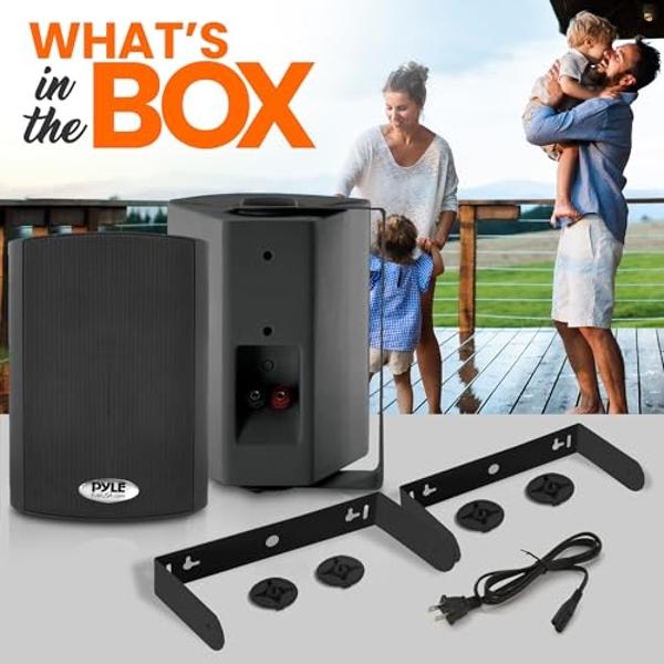Pyle 6.5'' Wireless BT Streaming Speakers - Pro-Active, Wall Mountable, 100W MAX w/ 2-Way Full Range Stereo Sound Reproduction, Built-in Digital Sound Amplifier, Pair, Elegant Blac