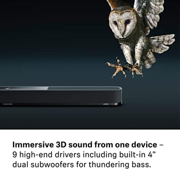 Sennheiser AMBEO Soundbar Plus for TV and Music with Immersive 3D Surround Sound, Virtual 7.1.4 Speaker Setup, Built-in Dual Subwoofers, Advanced Streaming Connectivity, Night Mode