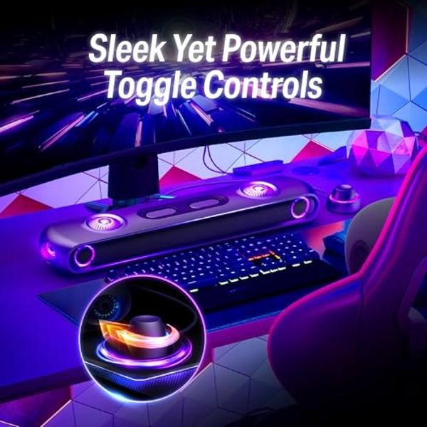 OXS Thunder Pro+ Gaming Soundbar with Wireless Satellite Neck Speaker, 7.1.2 Dolby Atmos Surround Sound System, Built-in Woofer, App Customization, RGB Effects, 3 Pro Gamer Modes, 