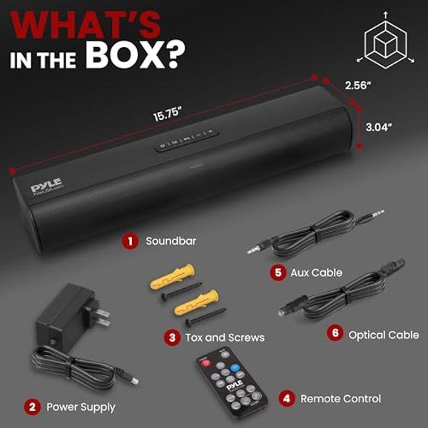 Pyle 2-Channel Tabletop Soundbar Digital Speaker System - Digital Amplifier with DSP Streaming Tabletop Stand Mount TV Digital System with AUX/Optical In/USB In/HDMI (ARC), LED Dis