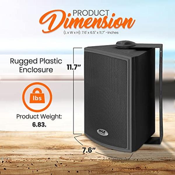 Pyle 6.5'' Wireless BT Streaming Speakers - Pro-Active, Wall Mountable, 100W MAX w/ 2-Way Full Range Stereo Sound Reproduction, Built-in Digital Sound Amplifier, Pair, Elegant Blac