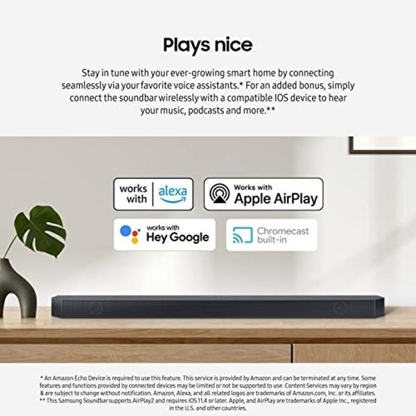 SAMSUNG HW-Q700C 3.1.2ch Soundbar w/Wireless Dolby Audio, Q-Symphony, SpaceFit Sound Pro, Adaptive Sound, Game Mode Pro, Airplay 2, Tap Sound, Chromecast and Alexa Built-in
