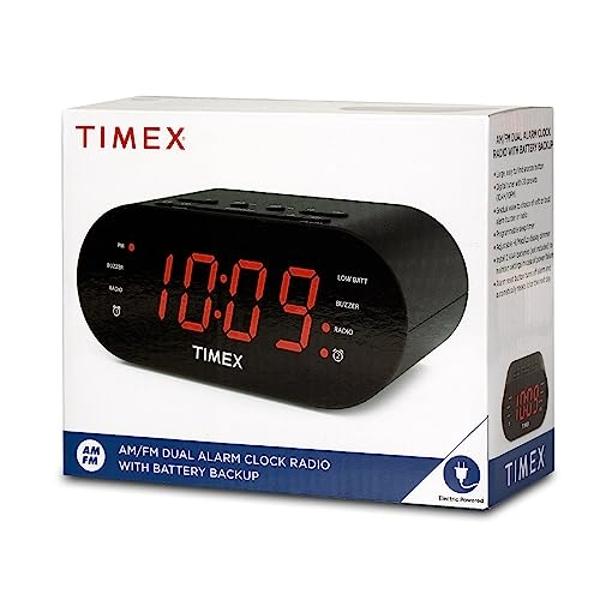 Timex T231G AM/FM Dual Alarm Clock Radio with 1.2-Inch Display and Line-in Jack (Gunmetal)