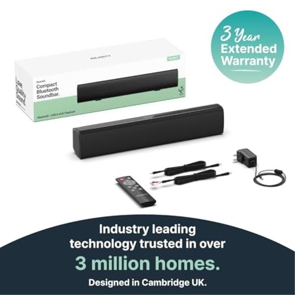 Majority 15 Inch White Soundbar for TV, Bluetooth Sound Bar 50 Watts, Home Audio Speaker, Small PC Soundbar Speaker | AUX, RCA, Optical, USB | Gaming, Music, Movies | Bowfell