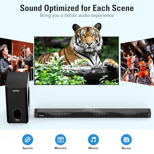 Majority 15 Inch White Soundbar for TV, Bluetooth Sound Bar 50 Watts, Home Audio Speaker, Small PC Soundbar Speaker | AUX, RCA, Optical, USB | Gaming, Music, Movies | Bowfell