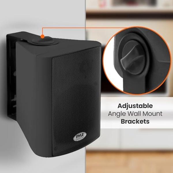 Pyle 6.5'' Wireless BT Streaming Speakers - Pro-Active, Wall Mountable, 100W MAX w/ 2-Way Full Range Stereo Sound Reproduction, Built-in Digital Sound Amplifier, Pair, Elegant Blac