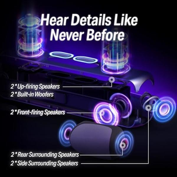 ULTIMEA 5.1 Sound Bar with Dolby Atmos, Wireless Subwoofer, 410W Peak Power Surround Sound System for TV, Sound Bar for Smart TV, Bass Boost and Surround Adjustable, Poseidon D60, 