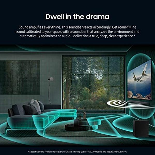 SAMSUNG HW-Q700C 3.1.2ch Soundbar w/Wireless Dolby Audio, Q-Symphony, SpaceFit Sound Pro, Adaptive Sound, Game Mode Pro, Airplay 2, Tap Sound, Chromecast and Alexa Built-in