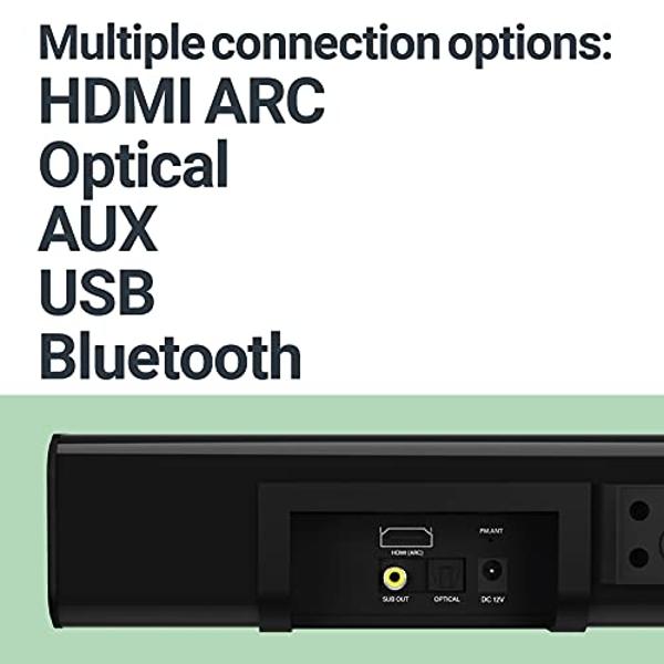 Majority K2 Sound Bar with Subwoofer | 150W Powerful Stereo 2.1 Channel Sound Bar for TV | Home Theatre 3D Surround Sound I HDMI ARC, Bluetooth, Optical & RCA Connection I USB & AU
