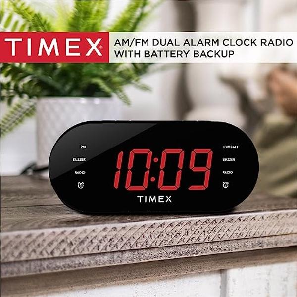 Timex T231G AM/FM Dual Alarm Clock Radio with 1.2-Inch Display and Line-in Jack (Gunmetal)