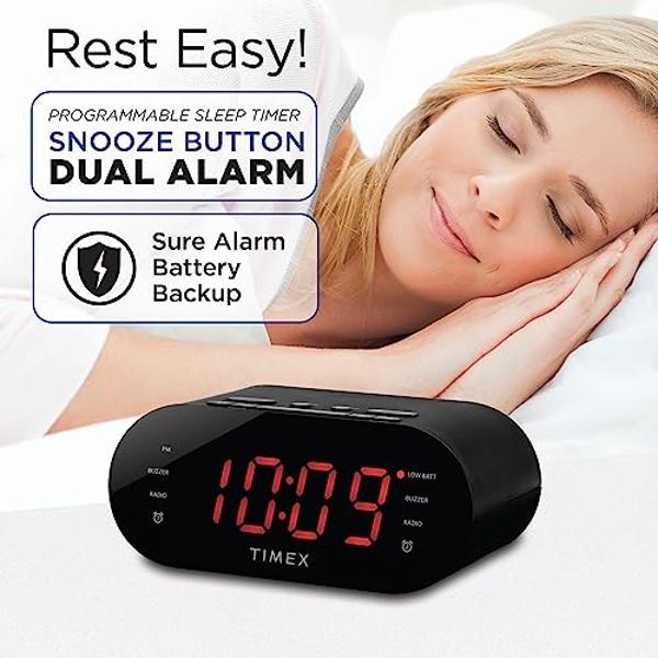 Timex T231G AM/FM Dual Alarm Clock Radio with 1.2-Inch Display and Line-in Jack (Gunmetal)