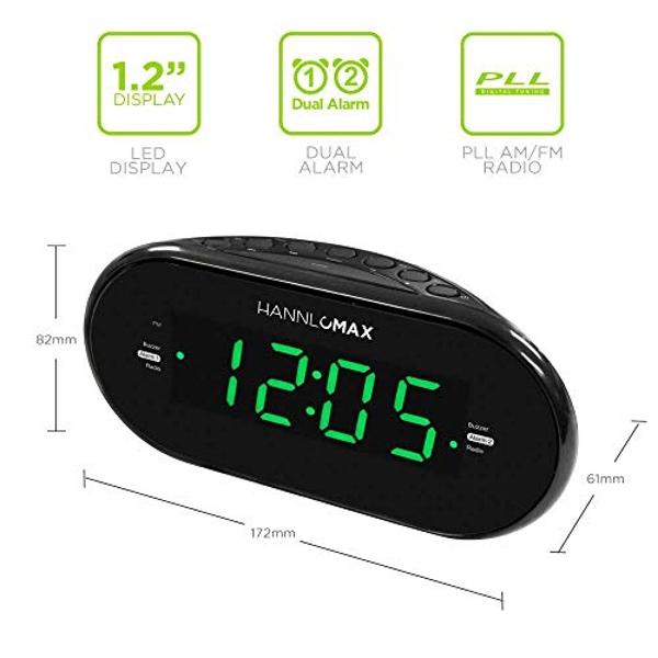Westclox Large 1.4” Red LED Digital FM Clock Radio with Dual USB A & C Charging Ports, Adjustable Brightness, Dual Alarms & Sleep Timer – Modern Alarm Clock for Bedroom, Home, or O