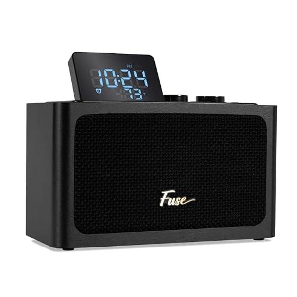 Studebaker Large Display LCD AM/FM Retro Clock Radio USB Bluetooth Aux-in Bedroom Kitchen Counter Small Footprint (Cream)