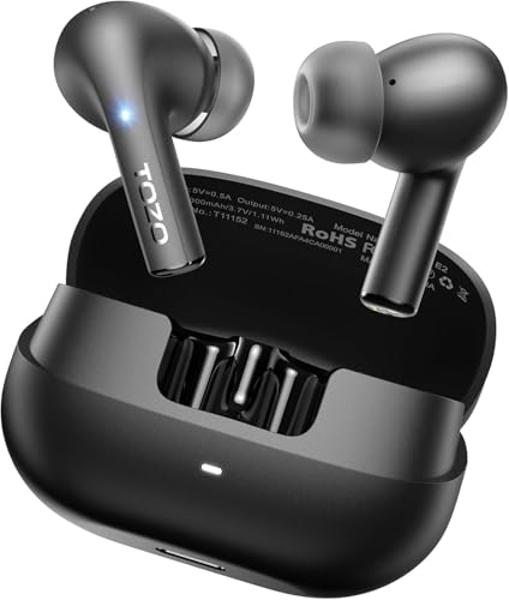 TOZO E2 Wireless Earbuds 10mm Drivers with Powerful Bass, App Customize 32 EQs, with 2 Mics AI Call Noise Cancellation, 30H Playtime, Bluetooth 5.3 Ear Buds, Comfort Fit in-Ear Hea