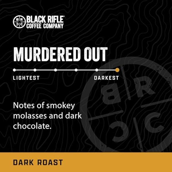 Black Rifle Coffee Company Murdered Out, Extra Dark Roast Ground Coffee, Columbian Roast With Bold Aroma and Smoky Flavors, Helps Support Veterans and First Responders, 12 Ounce Ba