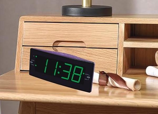 HANNLOMAX HX-112CR Alarm Clock Radio, PLL AM/FM Radio, Green LED 1.8 inches Jumbo Display, Dual Alarm, Dimmer, AC Operation only. (Purple)
