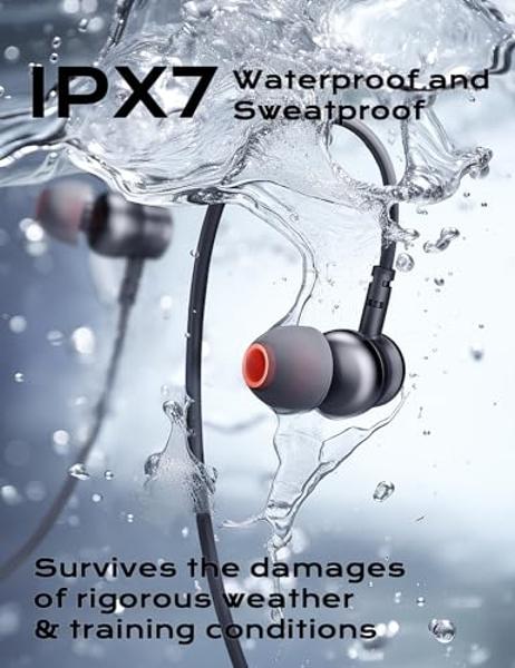 Bluetooth Headphones, aptX-HD Wireless 5.0 Bluetooth Earbuds CVC 8.0 Noise Canceling Mic, in-Ear Magnetic Neckband Earphones 30Hrs Playtime, IPX7 Sweatproof Deep Bass Headset for P
